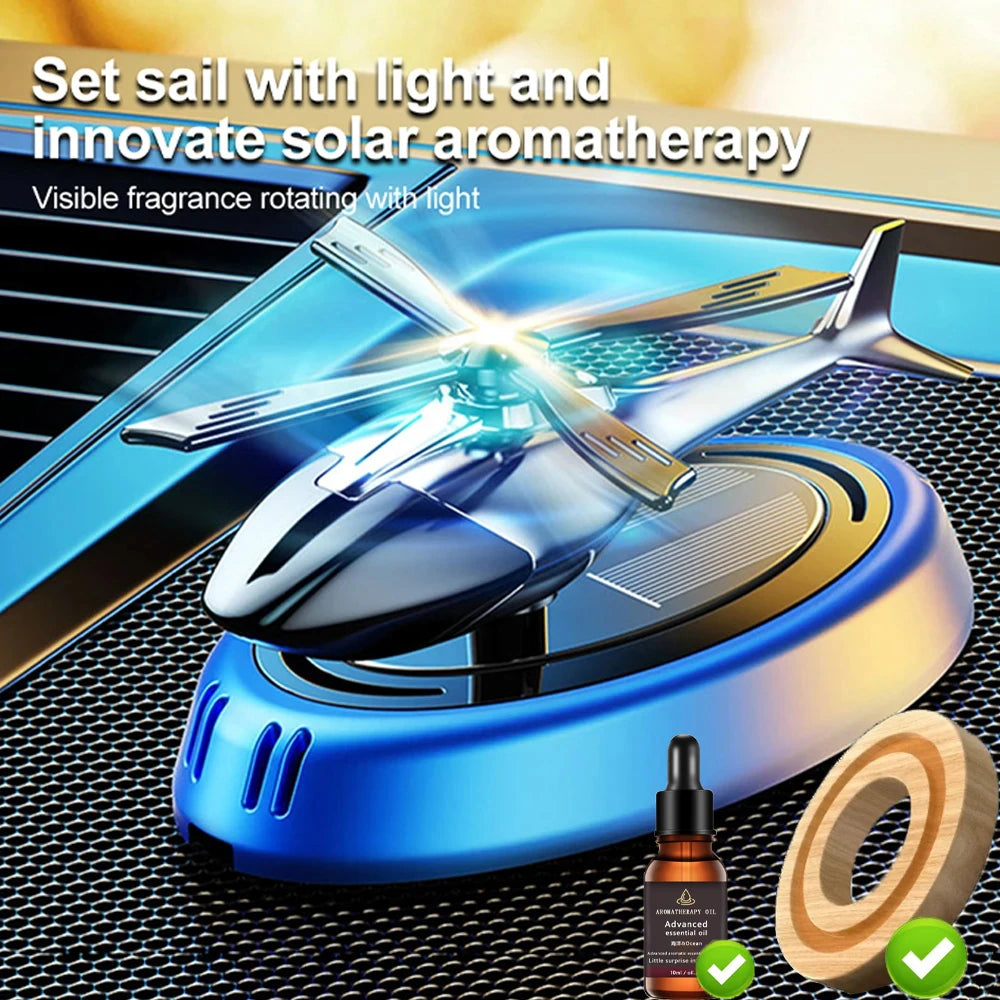 Solar Powered Rotation Helicopter Aromatherapy Car Air Freshener Alloy ABS SUV