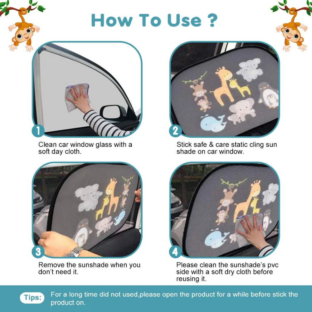 Car SunShade Side Window Cartoon Window For Children Adults Adsorption SunShade