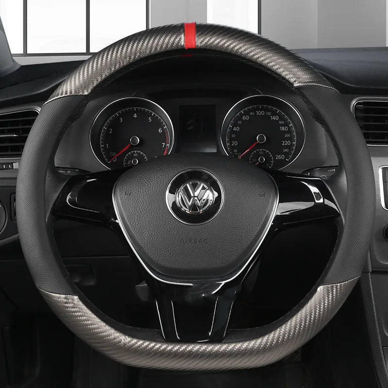 Universal D Shape Car Steering Wheel Cover Breathable Anti Slip Car Decoration