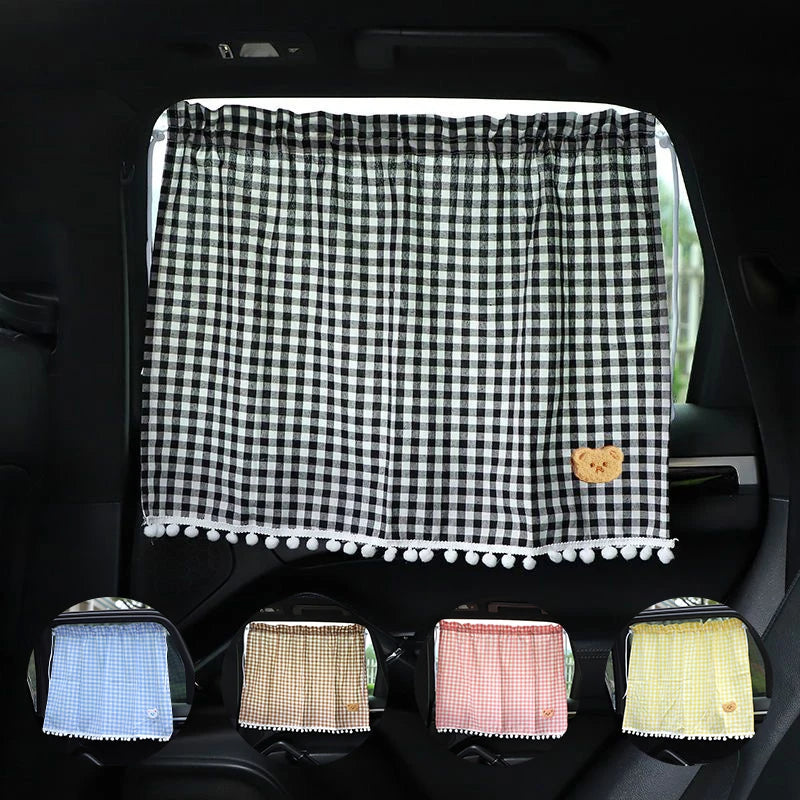 1pc Universal Car Sun Shade Curtains Cute Cartoon Bear Rear Side Window