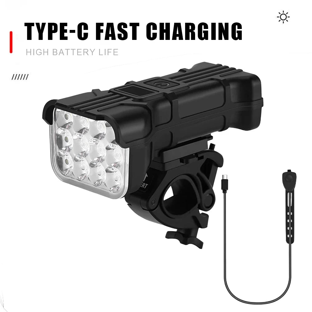 Bicycle Front Rear Light 1800mAh LED Bike Light 6500K Bike Head Lamp Flashlight 360 Rotation 500LM with Horn Bicycle Accessories