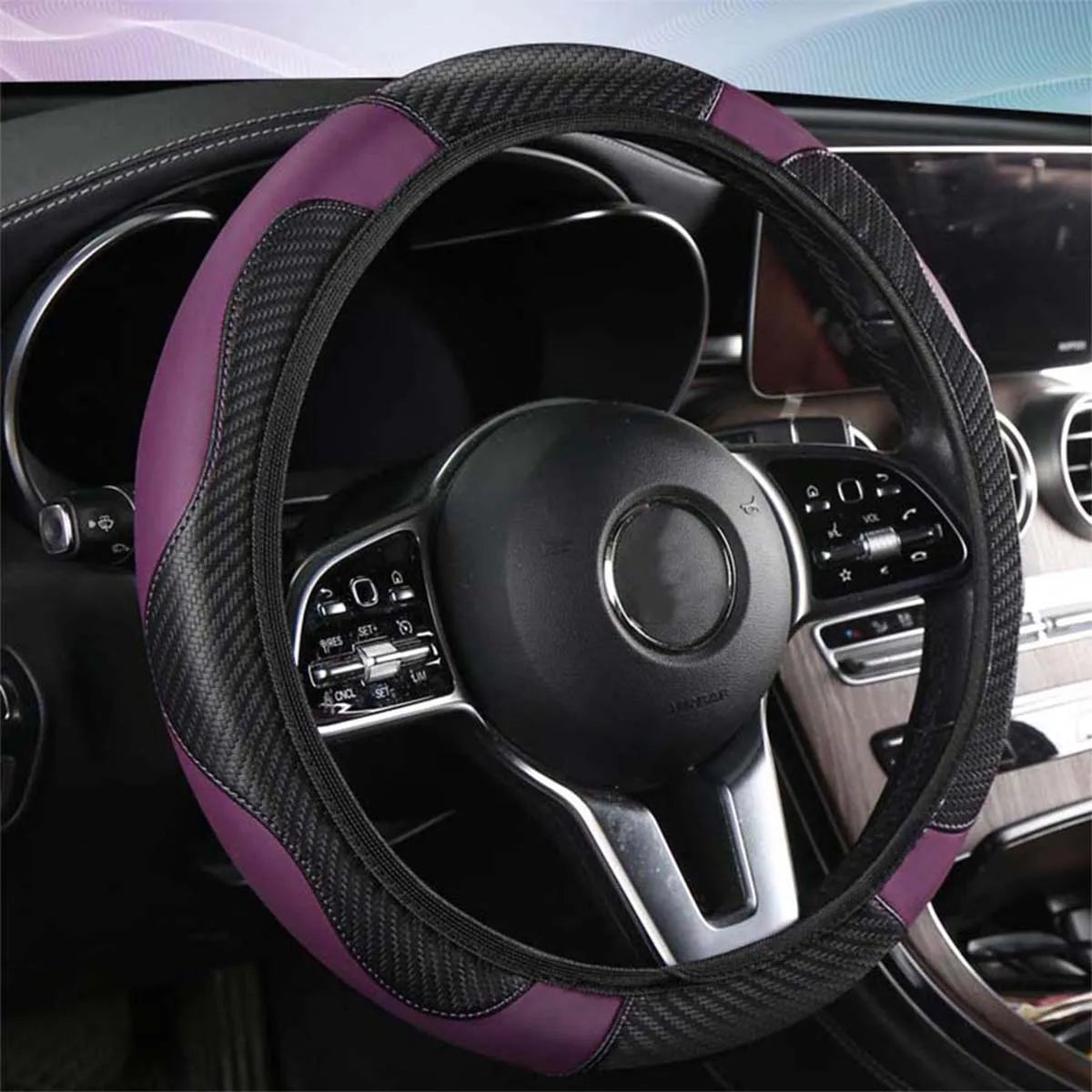 Car Steering Wheel Cover Breathable Anti Slip PU Leather Steering Covers
