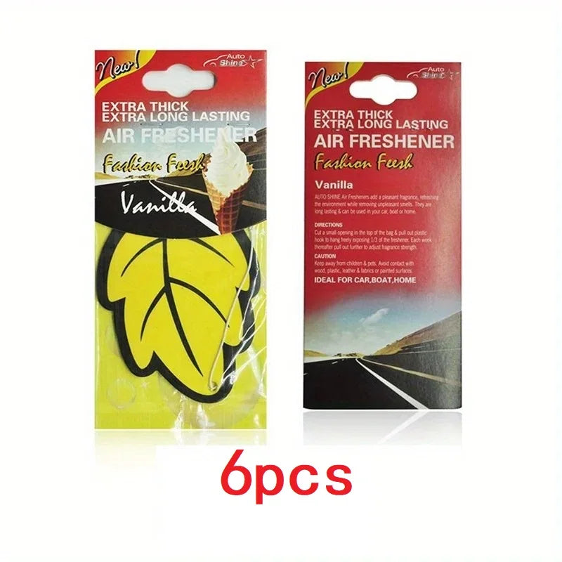 3-60pcs Car Air Freshener Natural Scented Tea Paper Auto Hanging Vanilla Perfume
