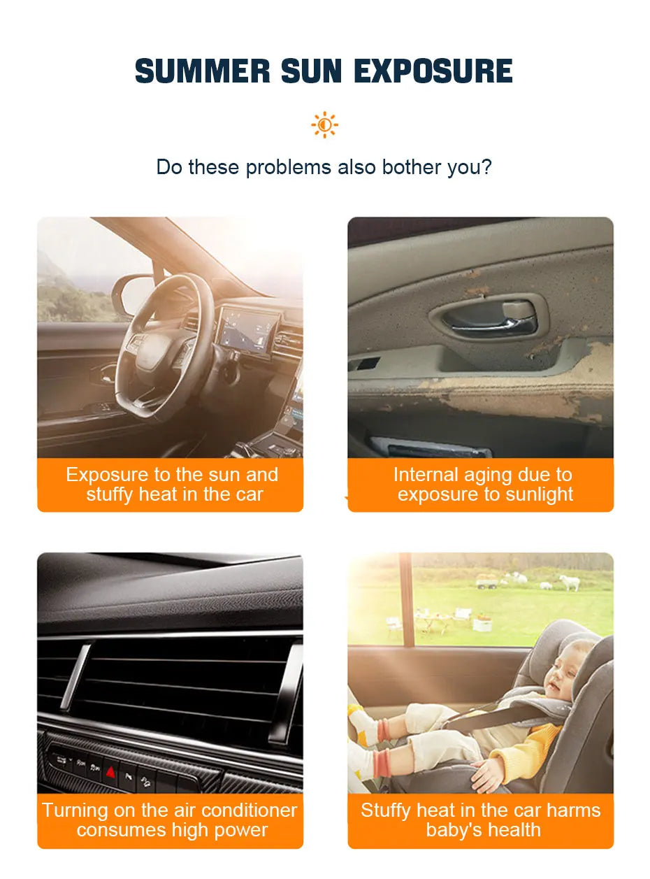 Car Sun Shade Side Window Curtain Front Rear Window Sunshade Summer UV Blocking