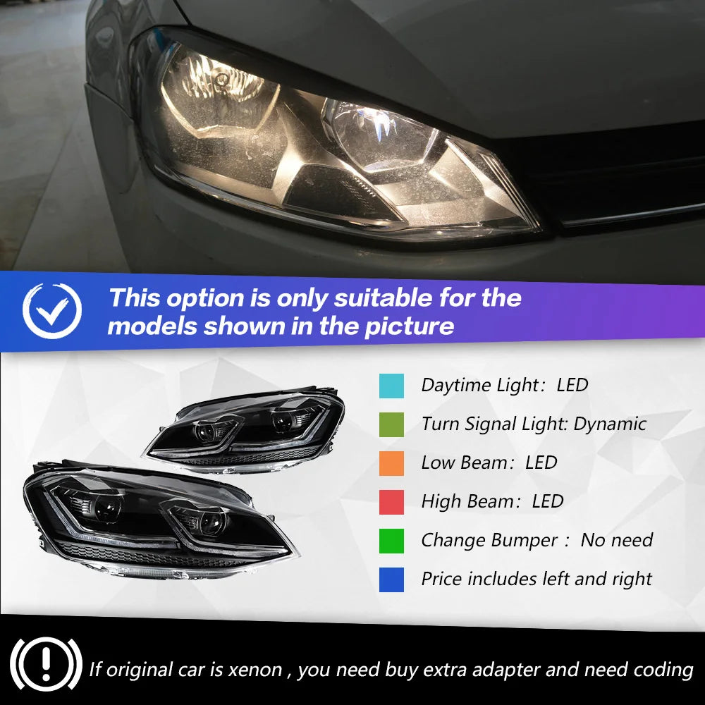 Headlights For VW Golf 7 MK7 Gti LED 2013-2017 Golf 7 Head Lamp Car Styling DRL Signal Projector Lens Auto Accessories Front
