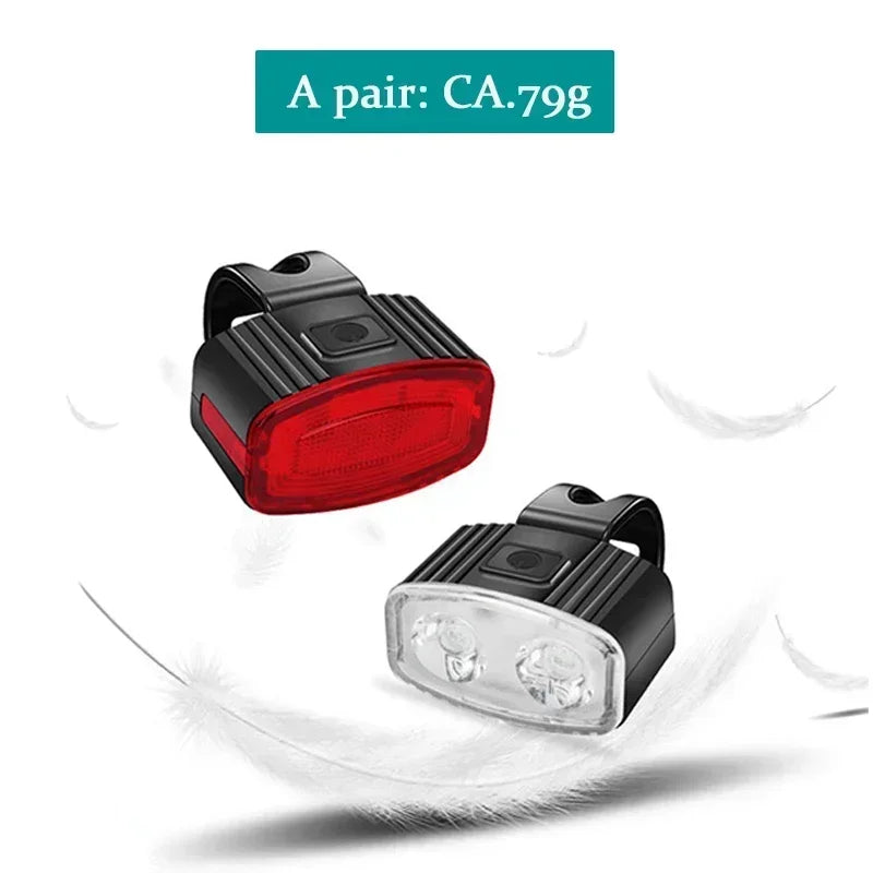 Cycling Bicycle Front Rear Light Set Bike Type C Rechargeable Flashlight Light MTB Waterproof Taillight LED Lantern Bike Parts