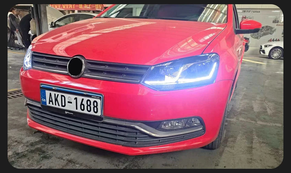 AKD LED Car Lights for VW Polo Headlight  2011-2017 Volkswagen Vento LED Projector Lens Head Lamp DRL Hid Head Lamp Bi Xenon Beam Accessories