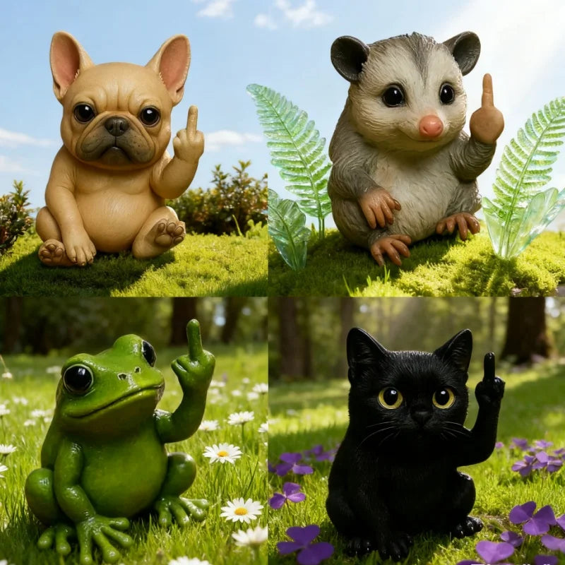 Middle Finger Animal Statue Frog Dog Cat Sculpture Novel Mini Interesting Premium Automotive Accessory