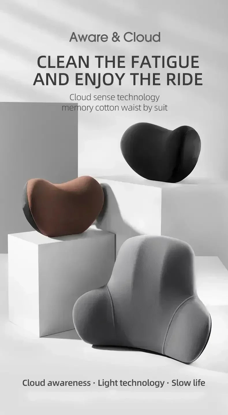 Ergonomic Car Headrest and Lumbar Support Set Memory Foam Neck Cushion Interior