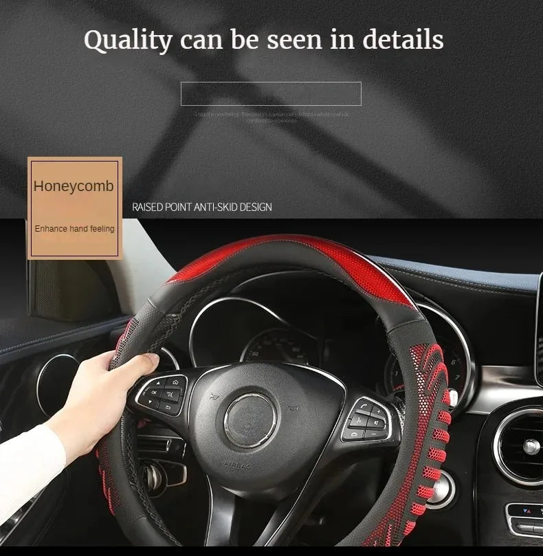 Three-dimensional Honeycomb Steering Wheel Cover Durable Leather Cover