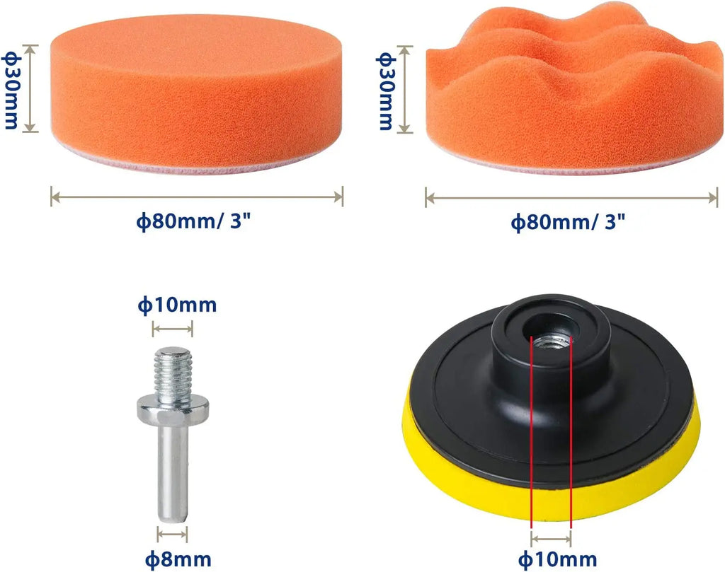 15-65 Pcs Car Headlight Repair Restoration Kit 3 Inch 75mm Sanding Plate Waxing Sponge Sanding Pad for Polishing and Sanding