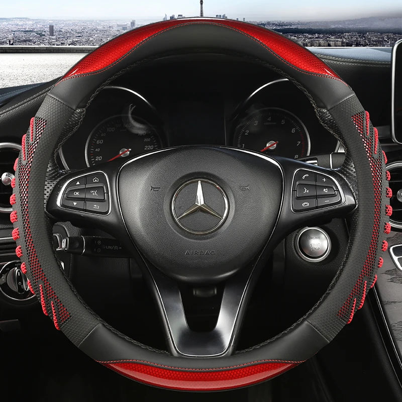 Three-dimensional Honeycomb Steering Wheel Cover Durable Leather Cover