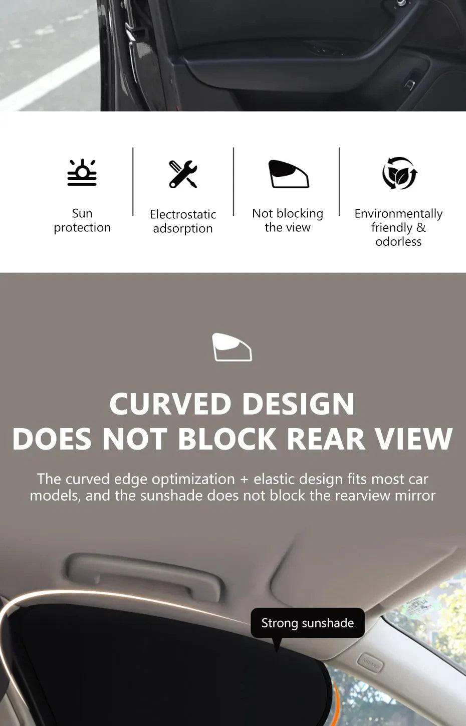 New Electrostatic Sun Visor for Car Side Window 4-Layer Shade Curtains SUV Truck