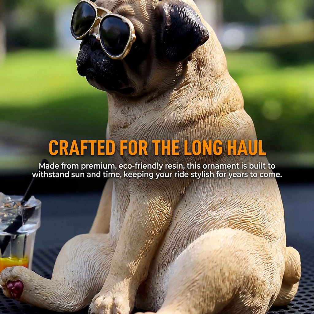 Cool Pug Car Dashboard Ornament Resin Dog Figurine Cute Auto Interior Decor for Premium Automotive Accessory
