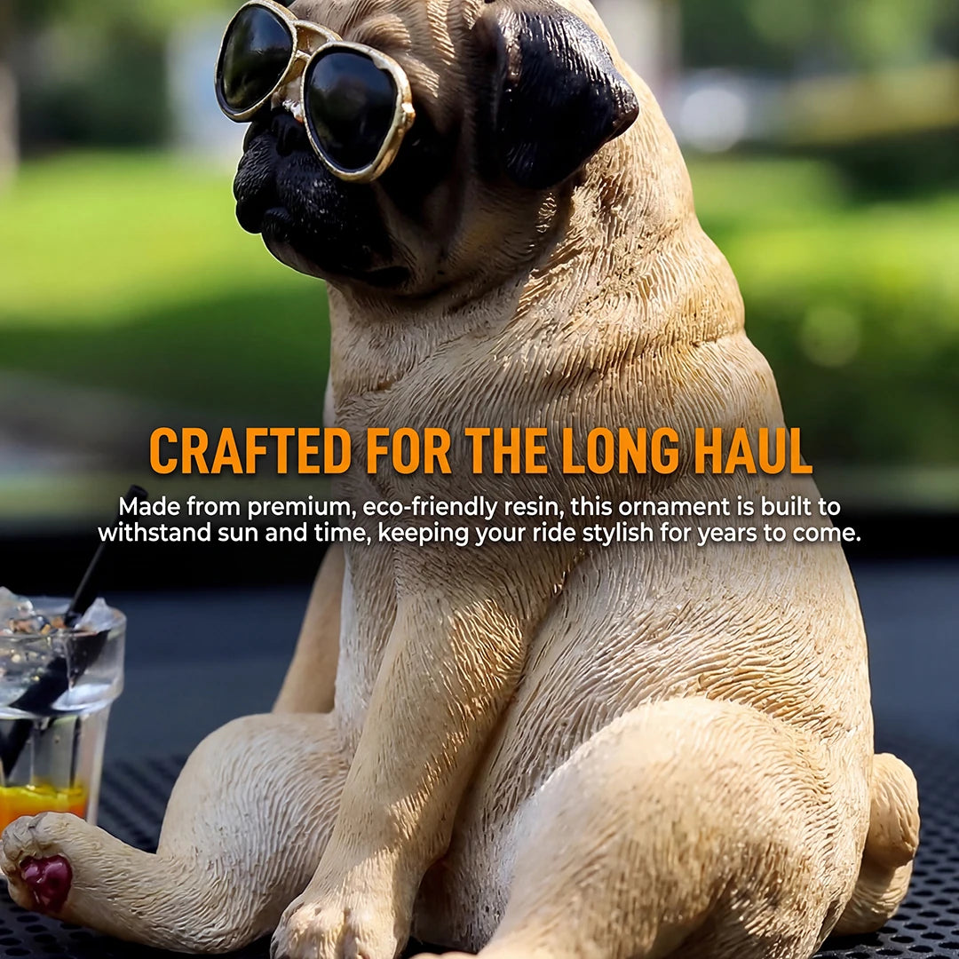 Cool Pug Car Dashboard Ornament Resin Dog Figurine Cute Auto Interior Decor for Premium Automotive Accessory