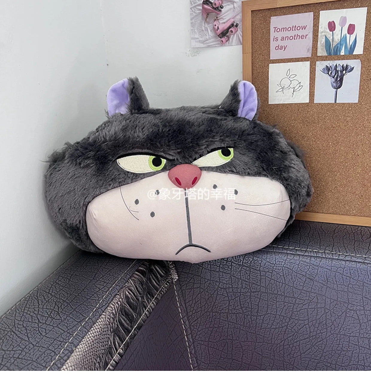 Cute Lucifer Cat Headrest Seat Belt Cover Cartoon Stuffed Anime Cinderella Bad