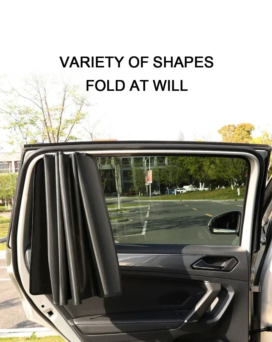 2Pcs Car Side Window Sun Shade Magnet Privacy Curtains UV Reflection Anti Glare