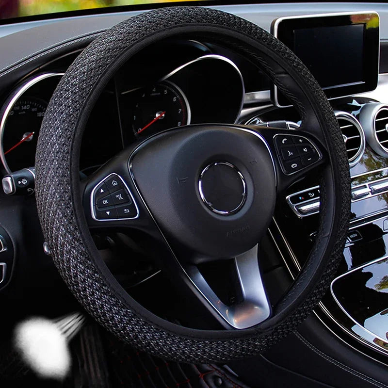 Car Steering Wheel Cover Skidproof 38cm Durable Fabric Elastic Steering Wheel