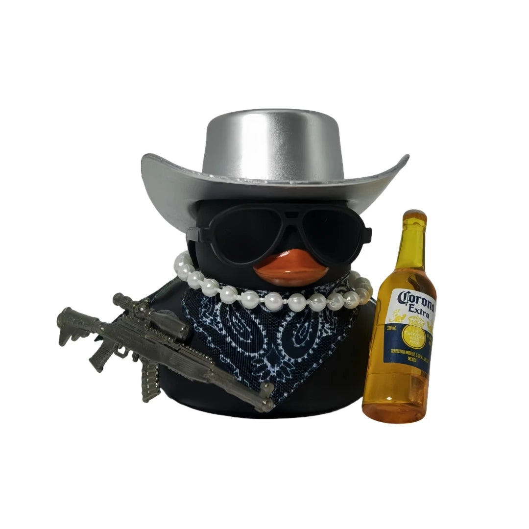 Cool Cowboy Duck Car Dashboard Decor, Funny Ornament with Hat & Accessories, Premium Automotive Accessory