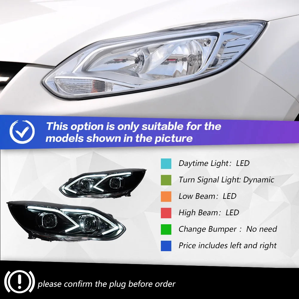 AKD Car Styling Headlights for Ford Focus LED Headlight Projector Lens 2012-2014 Focus 3 DRL Head Lamp Automotive Accessories