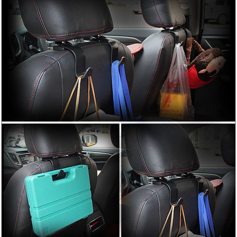 2 Pcs Car Headrest Hooks Hanger for Bags Seat Back Organizer Holder Clips Auto