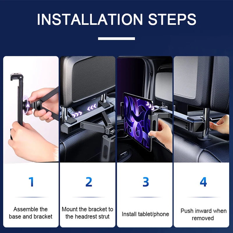 SEAMETAL Upgraded Car Headrest Phone Holder Telescopic Anti Shake Auto Table