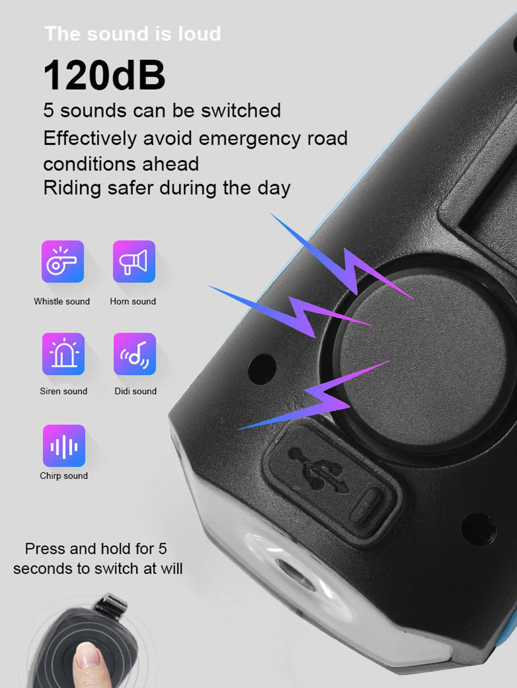 Bicycle LED Head Light with Horn Speaker 3 Modes Bicycle Front Light with remote control Rechargeable MTB Cycling Bike Bell Lamp