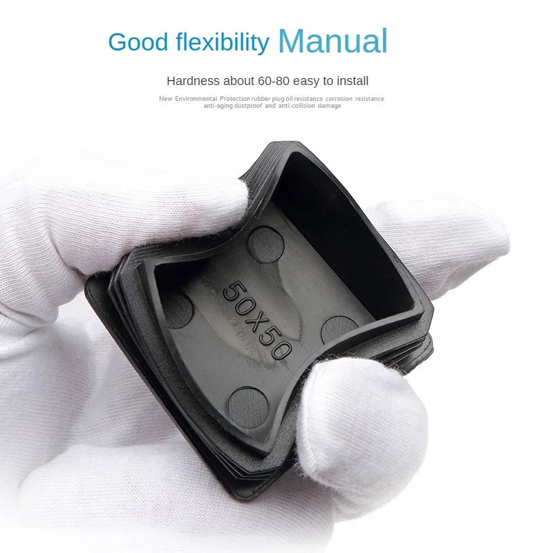 Black Square Oblong Plastic Pipe Plug Stopple Dust Plug Protective Cover Non-slip Mat Head End Cap Door Mat 16x16mm~80x40mm