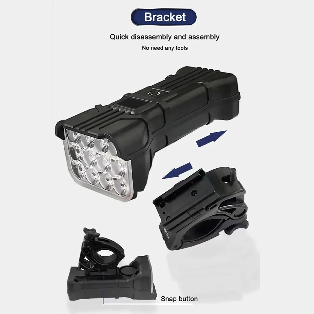 12 LED Bicycle Front Light Rechargeable Bike Light with Horn MTB Bicycle Head Lights Cycling Bike Safety Lamp for Night Riding