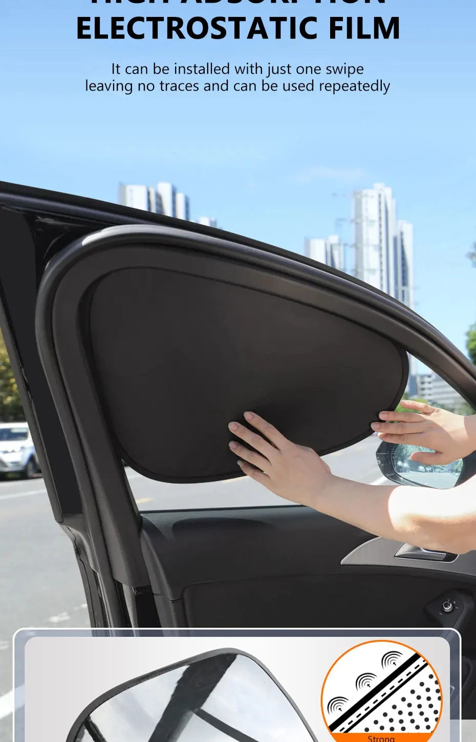 New Electrostatic Sun Visor for Car Side Window 4-Layer Shade Curtains SUV Truck