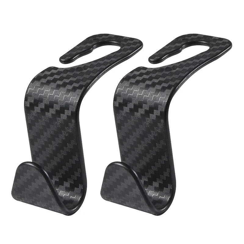 4Pcs Carbon Fibre Hook Car Seat Headrest Auto Back Organizer Hanger Interior