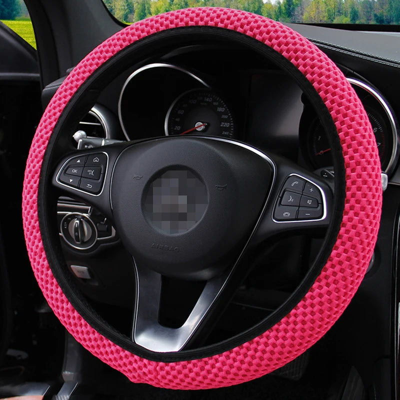 Car Steering Wheel Cover Skidproof 38cm Durable Fabric Elastic Steering Wheel