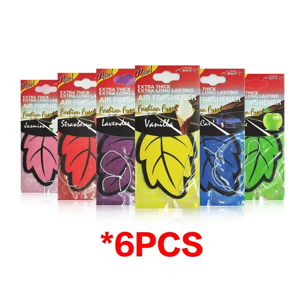3-60pcs Car Air Freshener Natural Scented Tea Paper Auto Hanging Vanilla Perfume