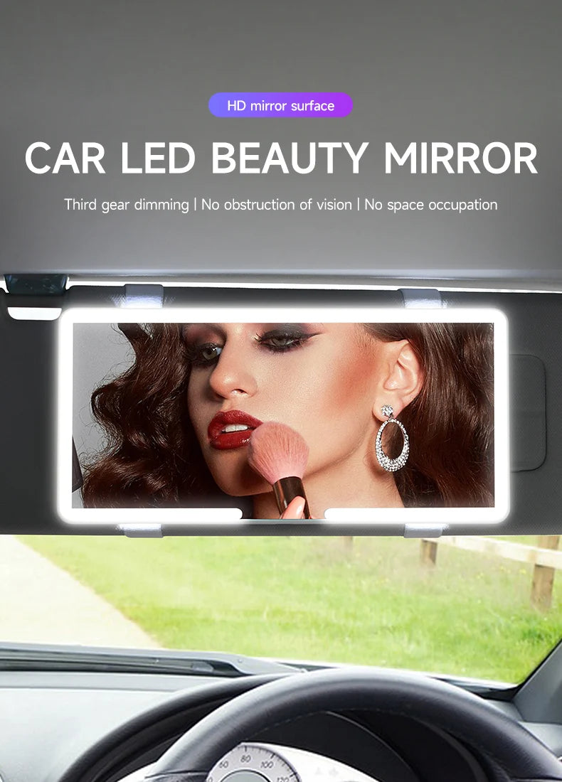 Car Interior Mirrors Sun Visor Plate LED HD Makeup Mirror Rechargeable Fill SUV