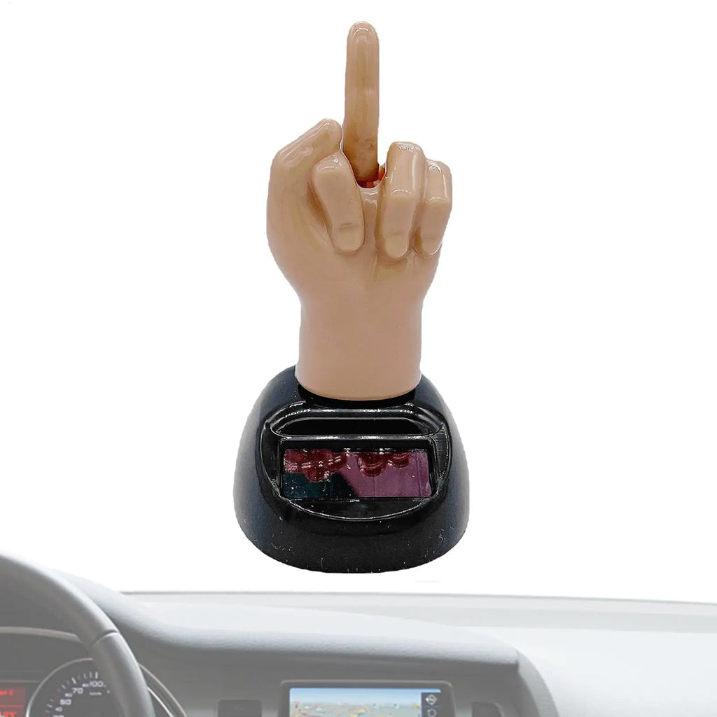 Creative Finger Solar Powered Shaking Car Ornament Funny Dashboard Decoration Premium Automotive Accessory