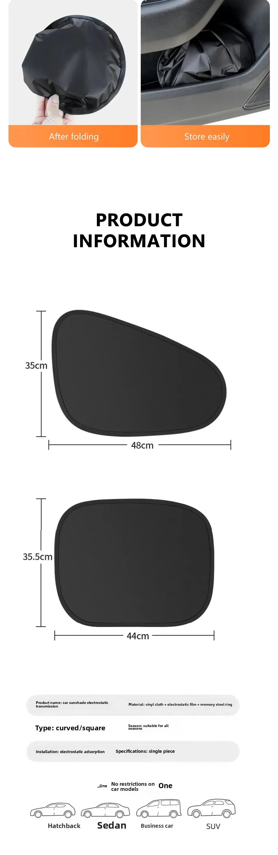 New Electrostatic Sun Visor for Car Side Window 4-Layer Shade Curtains SUV Truck