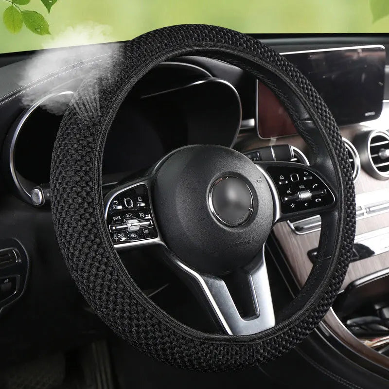 Car Steering Wheel Cover Skidproof 38cm Durable Fabric Elastic Steering Wheel