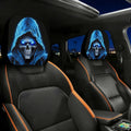 Blue Skull Pattern Car Headrest Cover Universal Protector Case Interior Auto