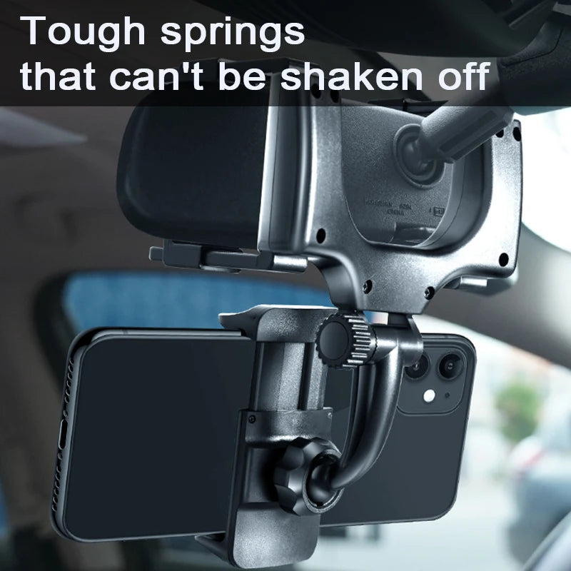 SEAMETAL Rearview Mirror Phone Holder for Car Free Rotation Adjustment Bracket