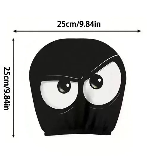 2pcs Horror-Themed Car Headrest Covers Black White Face Design Unfilled Interior