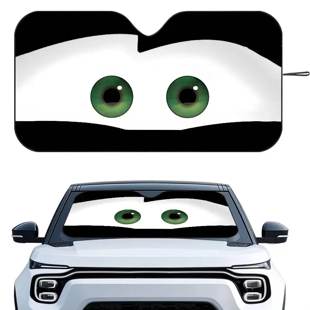 Cartoon Car With Cute Eyes Car Sun Shade Windshield Foldable Three-layer