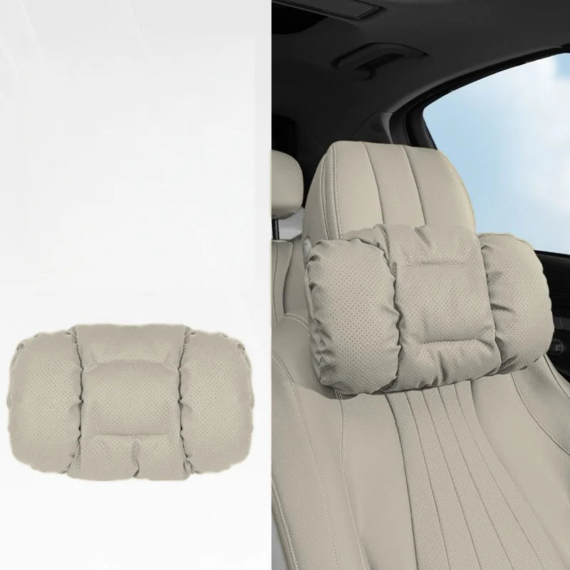 Memory Leather Car Headrest Neck Support Backrest Breathable Punched Design