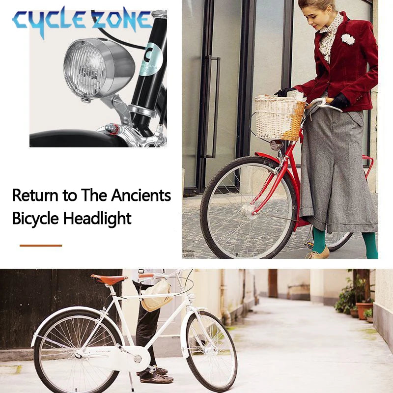 Retro Bike Headlight Type-C Rechargeable Classic Mountain Bicycle Front Light 3 LED MTB Road Bike Headlamp Cycling Accessories