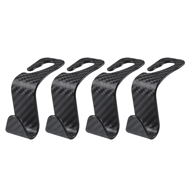 4Pcs Carbon Fibre Hook Car Seat Headrest Auto Back Organizer Hanger Interior