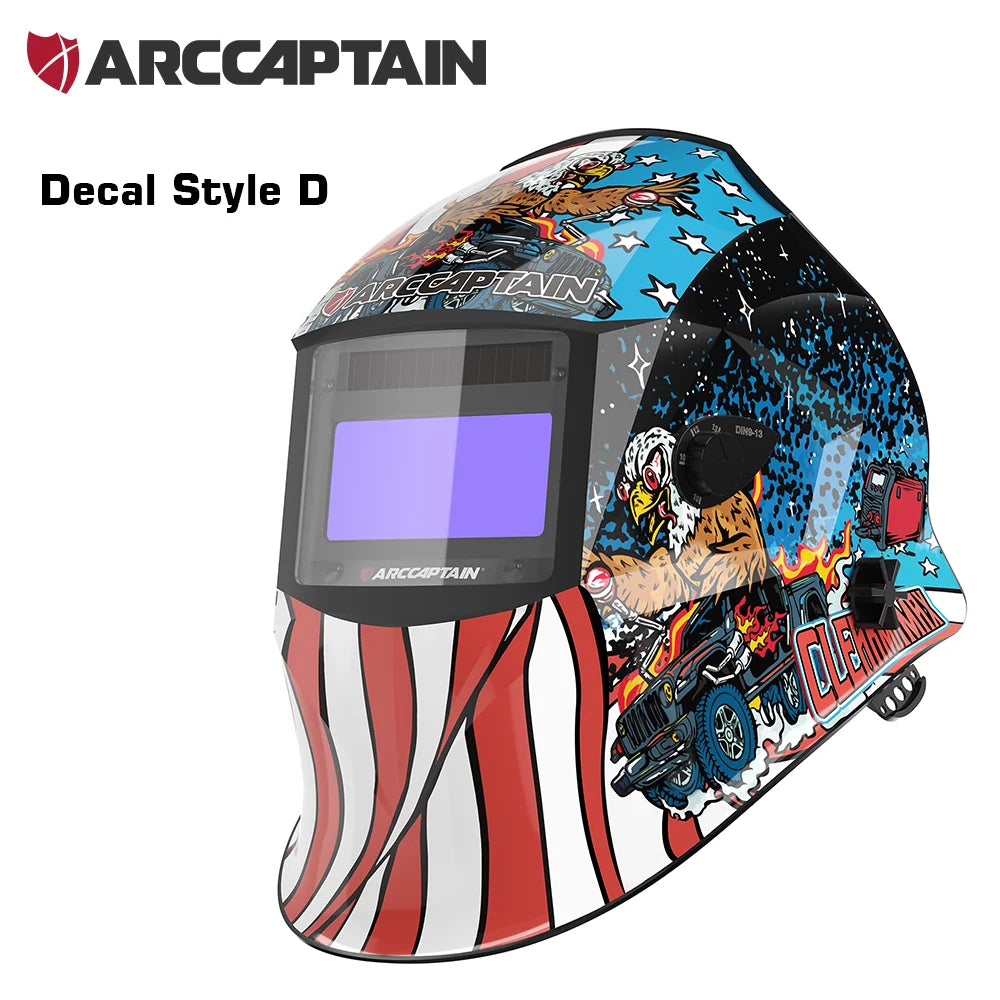 ARCCAPTAIN Welding Helmet Auto Darkening 1/1/1/1 Solar Powered 4 Arc Sensor 1/25000s Welding Hood Face Mask For MIG MAG ARC TIG