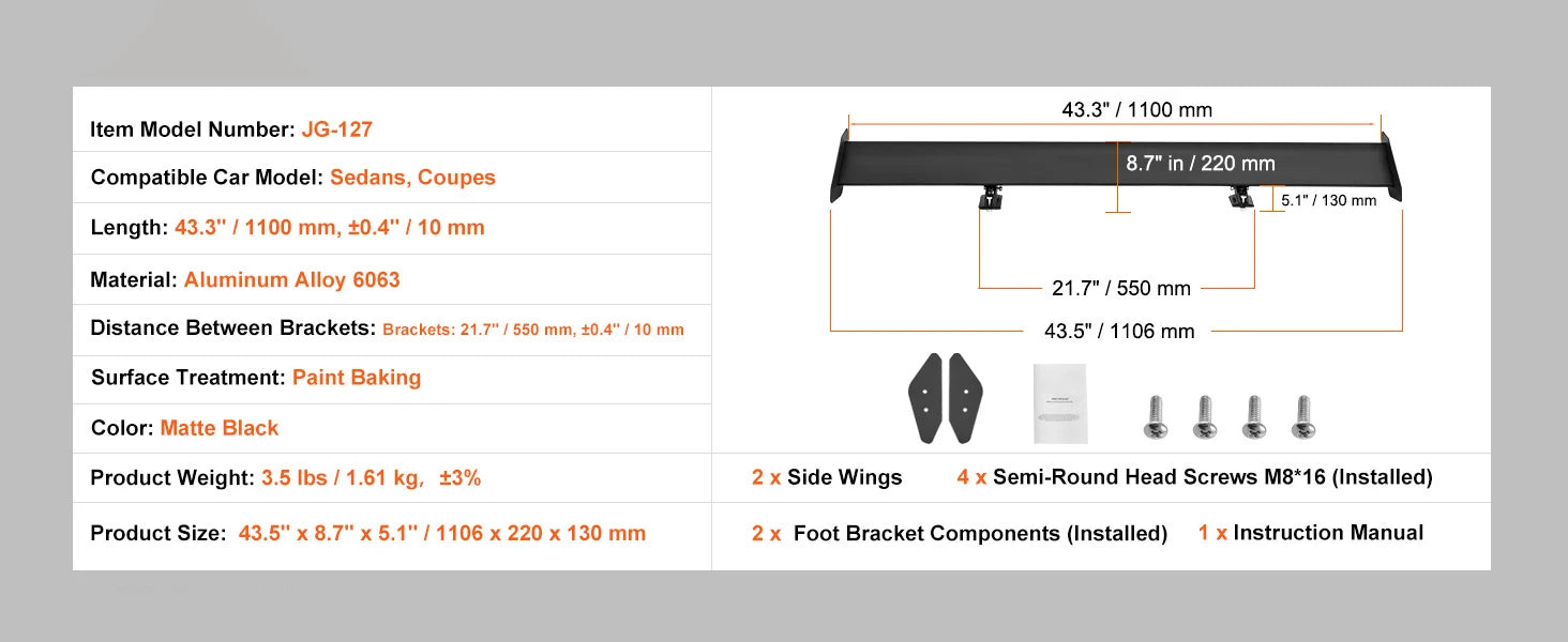 SucceBuy GT Wing Car Spoiler US Shipping Universal Spoiler with Double Deck Car