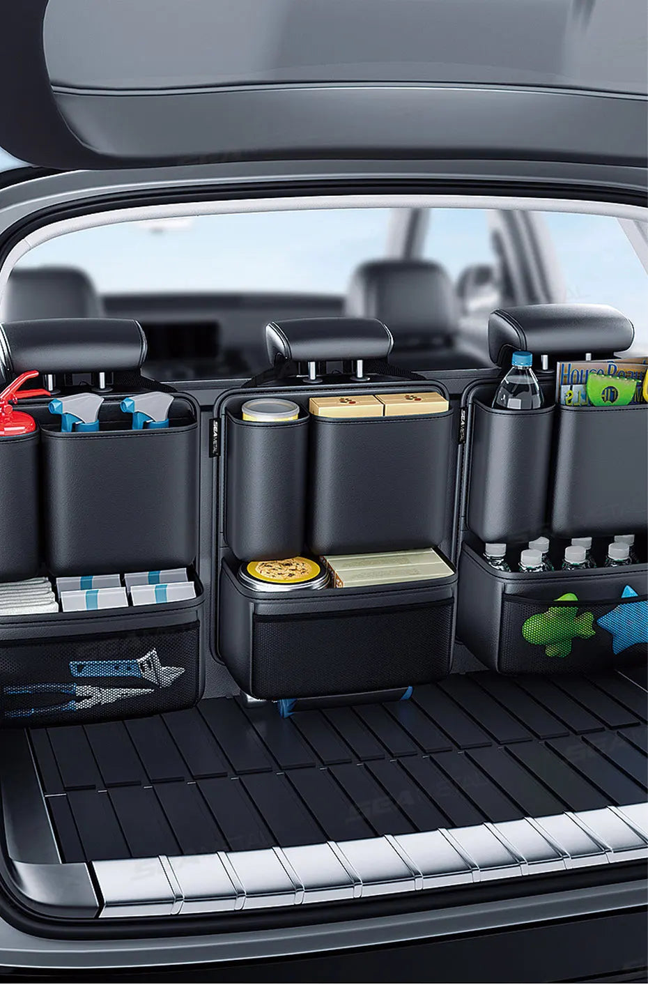 BLALION Car Trunk Leatherette Storage Bag Detachable Auto Seat Back Pocket