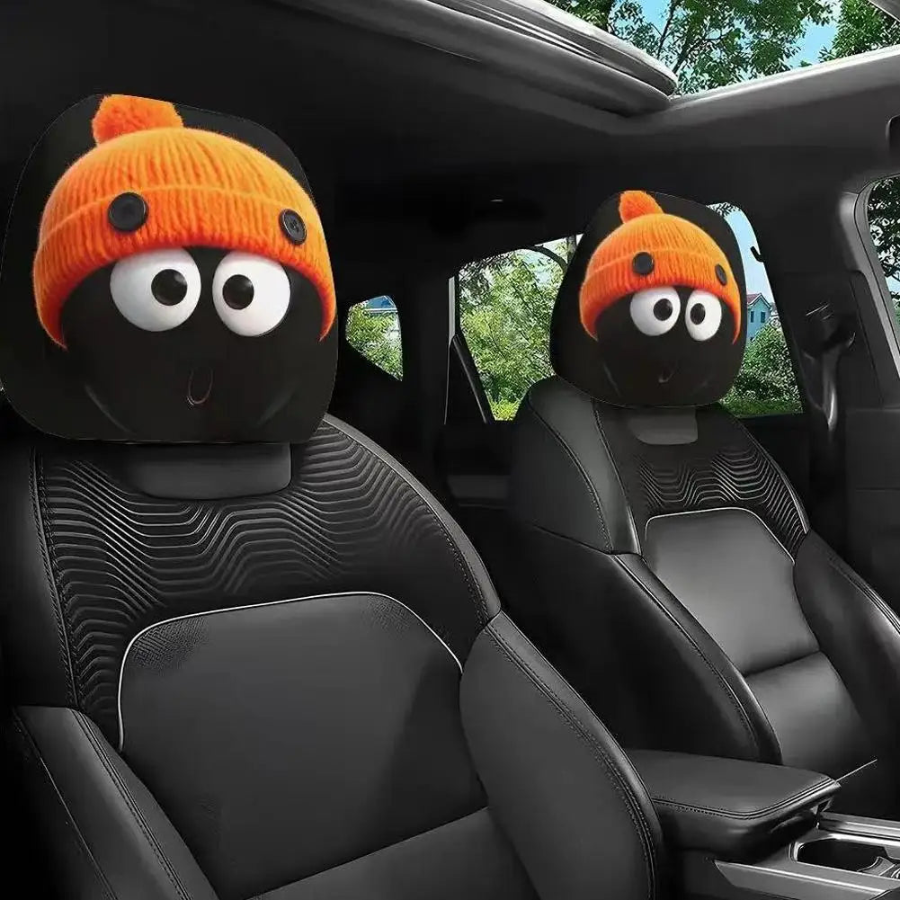 Funny Car Headrest Cover Elastic Slip On Seat Protector Mystery Interior Auto