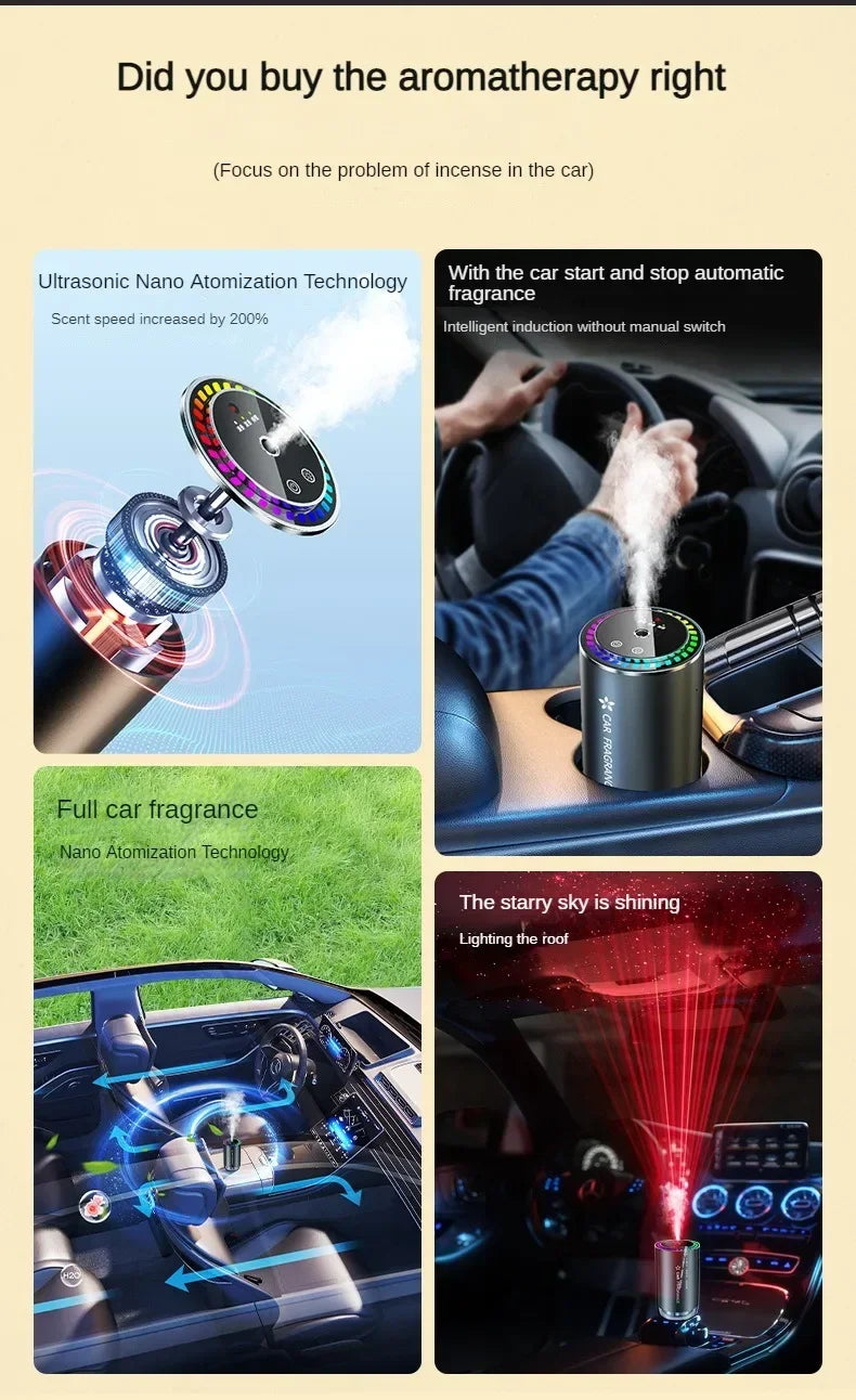 Car Aromatherapy Perfume with Automatic Spray Aluminum Alloy Metal Odor Remover