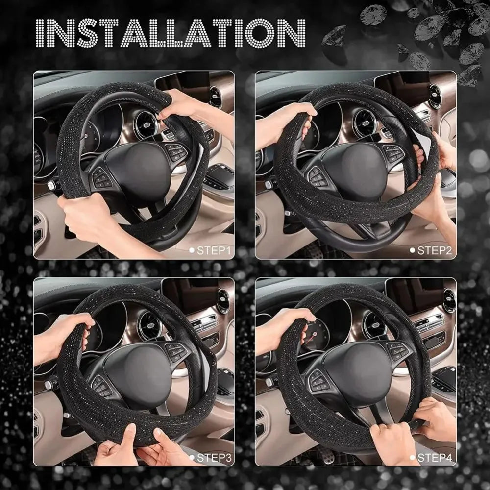 Crystal Steering Wheel Cover Bling Diamond Car Steering Wheel Cover